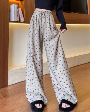 Fashionkova Annette Bow Print Wide-Leg Pants
