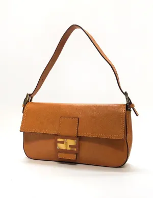 Fendi Cognac Leather Baguette