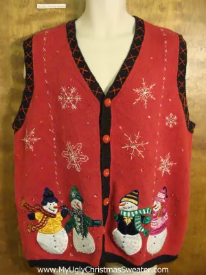 Festive Snowman Foursome Ugliest Christmas Sweater Vest