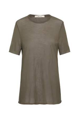 Fine Knit khaki Short Sleeve Top