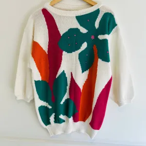 Flower Short Sleeve Knit | M