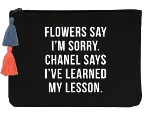 FLOWERS BLACK - Flat Pouch