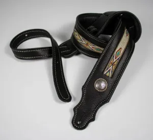 Franklin 2" Southwest Padded Leather Guitar Strap - Black
