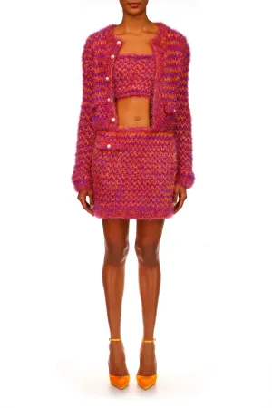 Fuchsia And Orange Hand Knit Mini Skirt