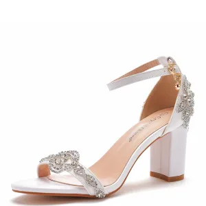 Funki Buys | Shoes | Women's Beaded Block Heel Bridal Sandal