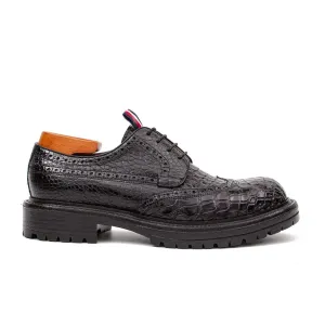 Genuine Crocodile Leather Men's Derby Brogues Black