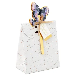 Hallmark 6.5'' Speckled Small Fold-Top Gift Bag With Butterfly Pick