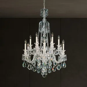 Hamilton 12 Light Silver Chandelier with Clear Heritage Crystals