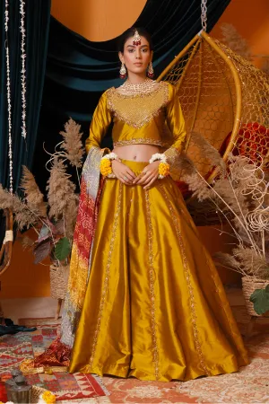 Handwork Embroidered Lychee Silk Lehenga Choli | MEHRU | L202161