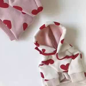 Heart Shape Pattern Autumn Winter Pet Love Hoodie