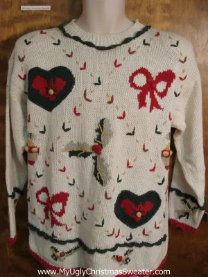 Hearts and Bows 80s Ugly Christmas Sweater