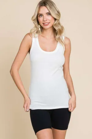 Hester - Ribbed Scoop Neck Tank - White - Exclusively Online