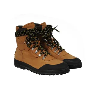 Hiking Boots Brown Tan Black Nubuck Rubber Sole