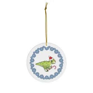 Holiday Ceratosaurus - Ceramic Ornament - Snowflake Edition