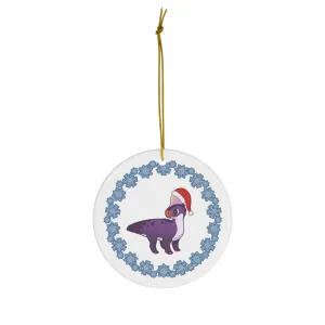 Holiday Corythosaurus - Ceramic Ornament - Snowflake Edition