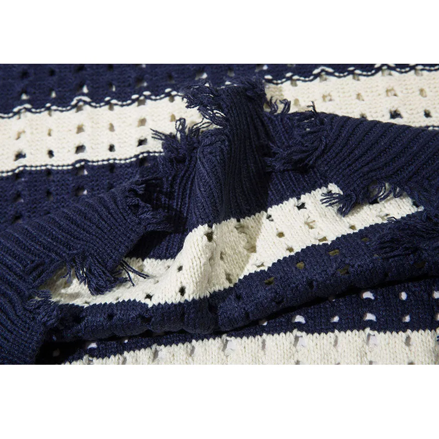 Hollow Out Stripe Vest Sweater