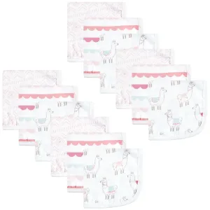 Hudson Baby Cotton Muslin Washcloths, Llama