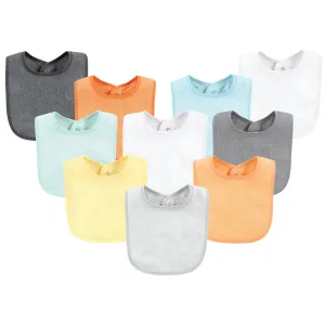 Hudson Baby Rayon from Bamboo Bib with Waterproof Lining 10pk, Mint Orange