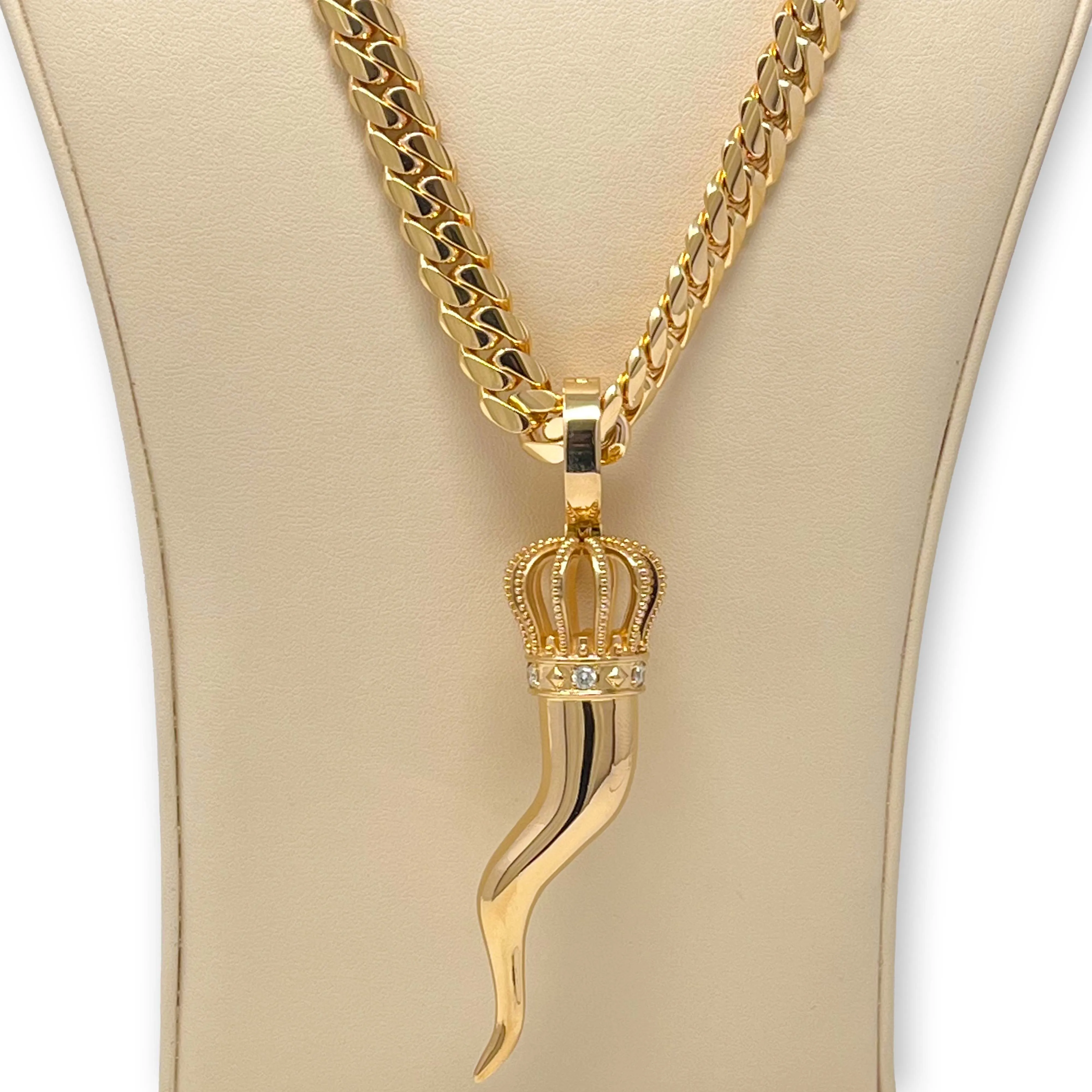 Italian Horn Pendant – 14K Gold Men’s Pendant
