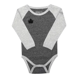 Juddlies Organic Cotton Raglan Long Sleeve Bodysuit - Graphite Black (Newborn 0-10 lbs)