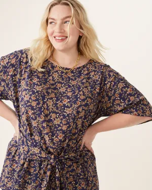 Kara Tie-Front Top | Navy / Yellow
