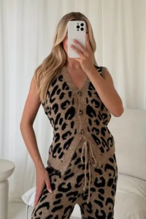 Katrina leopard knit waistcoat