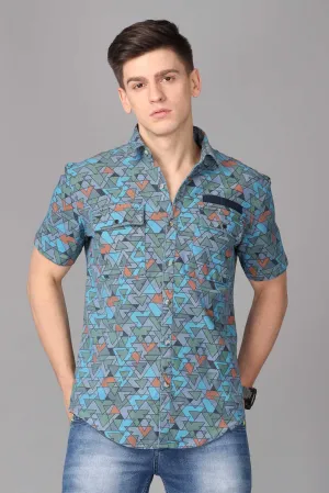 KEF Men's Slim Fit Printed Casual Shirt