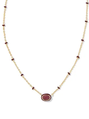 Kendra Scott Mini Elisa Enamel Frame Short Pendant Necklace - Gold Maroon Magnesite