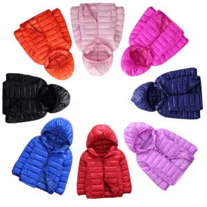 Kids Boy Girl Winter Hooded Puffer Jackets Coats Light Weight Padded Outerwear