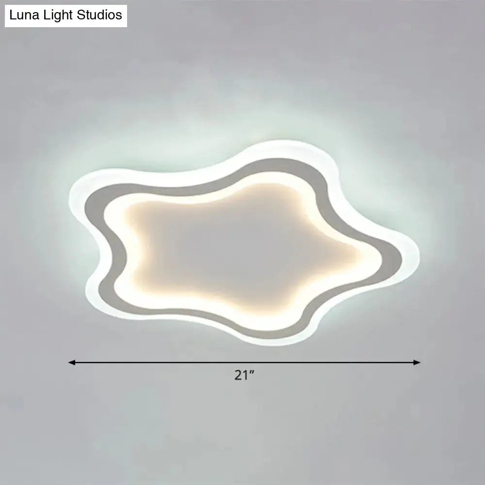 Kids' Cartoon Acrylic LED Flushmount Ceiling Light with White Pentacle Design