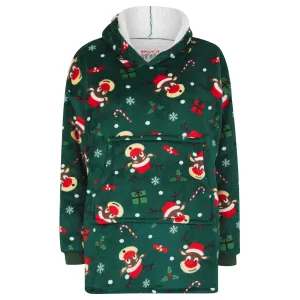 Kids Christmas Hoodie Blanket Festive Fleece Hooded Top One Size