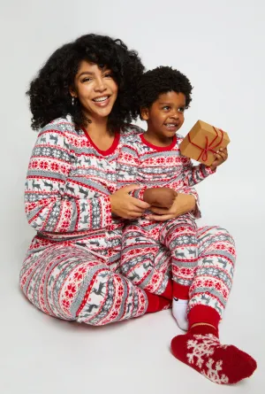 Kids Matching Reindeer Fair Isle Snug Fit Family Pajamas
