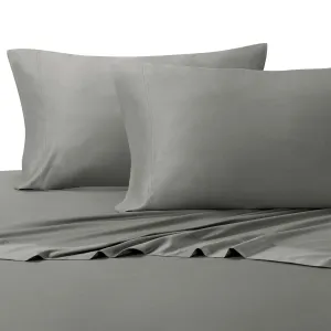 King, Gray : Solid Gray King Size Sheets, 4PC Bed Sheet Set, 100% Cotton, 300 Thread Count, Sateen Solid, Deep Pocket, by Royal Hotel