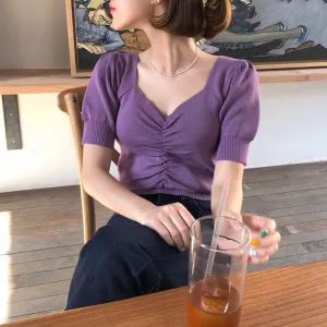 [Korean Style] Colette Puff Sleeve Knit Top
