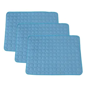 Kuber Industries Rectangular Dog & Cat Bed|Premium Cool Ice Silk with Polyester With Bottom Mesh|Multi-Utility Self-Cooling Pad For Dog & Cat|Light-weight & Durable Dog Bed|ZQCJ001B-M|Blue (Pack Of 3)