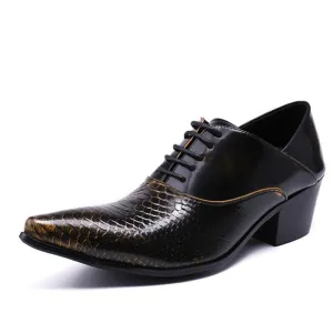 Lace up Animal Pattern Heeled Men Oxford Shoes