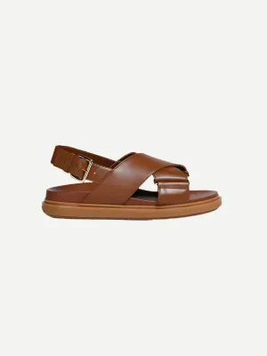 Leather Fusbett Sandal In Gold/Brown
