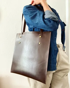 Leather tote: HEBERT kvadrat (dark brown)