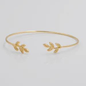 Leaves Gold & Silver Plated Fashion Open Bangle For women