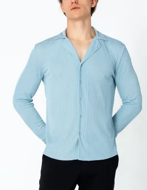 Lightweight Drapery Plisse Shirt - Blue