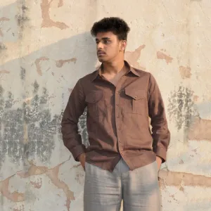 Linen Full Sleeves Shirt for Men | Brown
