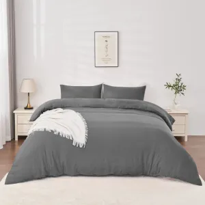 Linenova Pre-Washed Charcoal Quilt Cover Set