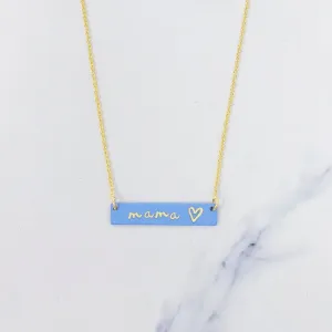 Mama Bar Heart Necklace: Sky