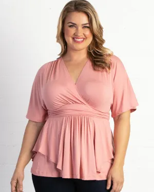 Marcy Wrap Peplum Top | PINK PETAL