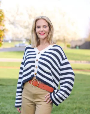 Maritime Striped Navy Cardigan