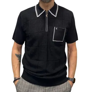 Marr Quarter-Zip Knitted Polo Shirt - Navy