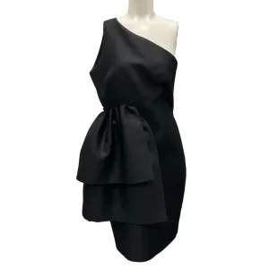 Martin Grant Black Layered Ruffle One Shoulder Dress