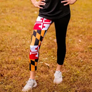 Maryland Flag Half Side (Black) / Workout Capris