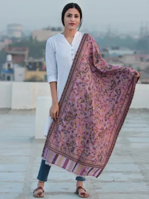 Mauve Mustard Kani Jamawari Pure Cashmere Wool Stole - S200544