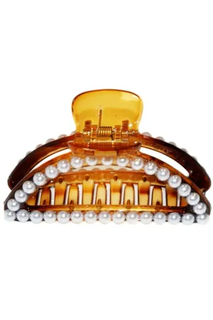 Mega Pearl Embellished Large Claw | Tortoise Pearl